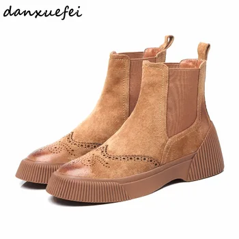Women's Genuine Suede Leather Carving Gradient Color Slip-on Platform Flats Ankle Boots Brand Designer Retro High Quality Shoes
Women's Genuine Suede Leather Carving Gradient Color Slip-on Platform Flats Ankle Boots Brand Designer Retro High Quality Shoes