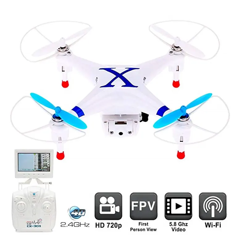 Drone 720P HD Camera CX-30S First Person View Monitor - RC Drones FPV Quadcopter Helicopter Flying Live Video Feed 5.8Ghz
Drone 720P HD Camera CX-30S First Person View Monitor - RC Drones FPV Quadcopter Helicopter Flying Live Video Feed 5.8Ghz