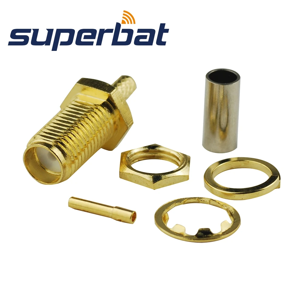 Superbat RF Coaxial Connector SMA Crimp Female Jack Bulkhead for Cable LMR100 RG316 RG174 Goldplated Wholesale 
Superbat RF Coaxial Connector SMA Crimp Female Jack Bulkhead for Cable LMR100 RG316 RG174 Goldplated Wholesale