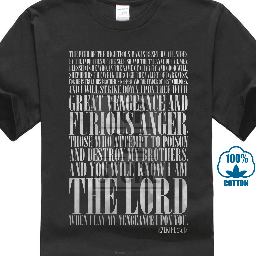 Ezekiel 25 17 T Shirt Pulp Fiction Vincent Vega Movie Tarantino Gangster Shirt New Summer Style
Ezekiel 25 17 T Shirt Pulp Fiction Vincent Vega Movie Tarantino Gangster Shirt New Summer Style