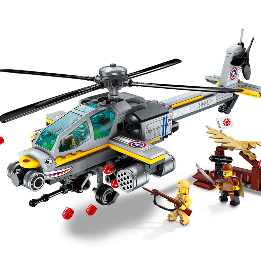 

Genuine ENLIGHTEN 1719 280Pcs Military War Apache's Raid Helicopter Forces Building Block Toys For Children Compatible Legoe