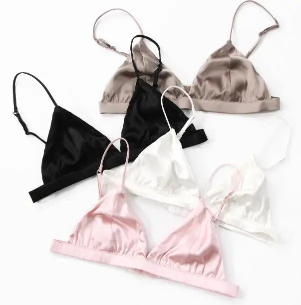 Women's spring summer thin sexy natural silk bras girls underwear wireless satin bras R721
Women's spring summer thin sexy natural silk bras girls underwear wireless satin bras R721