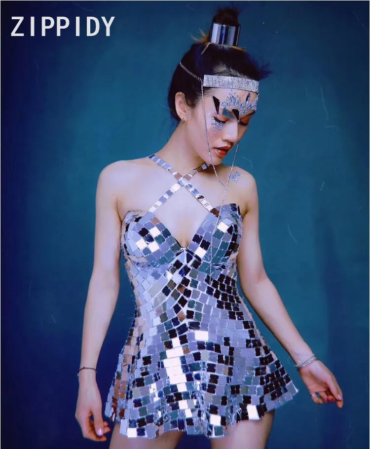 Flashing Silver Mirrors Short Dress Prom Party Dress Birthday Celebrate Outfit Evening Women Singer Dance Dress
Flashing Silver Mirrors Short Dress Prom Party Dress Birthday Celebrate Outfit Evening Women Singer Dance Dress