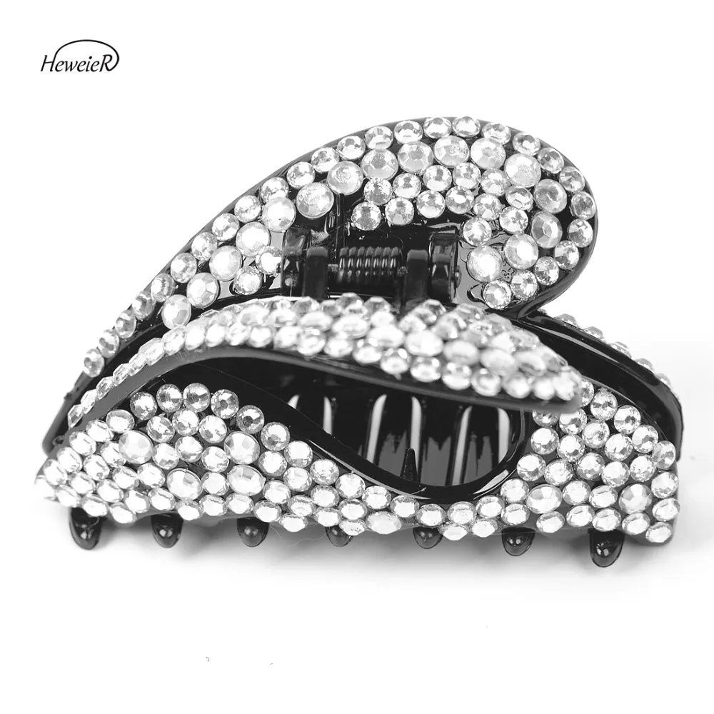 Lady Women Plastic Hair Claw Rhinestones Crystal Stones Hair Clips Crab Clamp Gripper Headwear Ponytail Holder Accessories
Lady Women Plastic Hair Claw Rhinestones Crystal Stones Hair Clips Crab Clamp Gripper Headwear Ponytail Holder Accessories