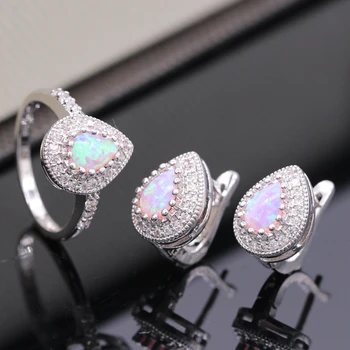 GZJY Noblest Fashion Jewelry Set Water Drop Pink Fire Opal Zircon White Gold Color Ring Earrings Set For Women
GZJY Noblest Fashion Jewelry Set Water Drop Pink Fire Opal Zircon White Gold Color Ring Earrings Set For Women