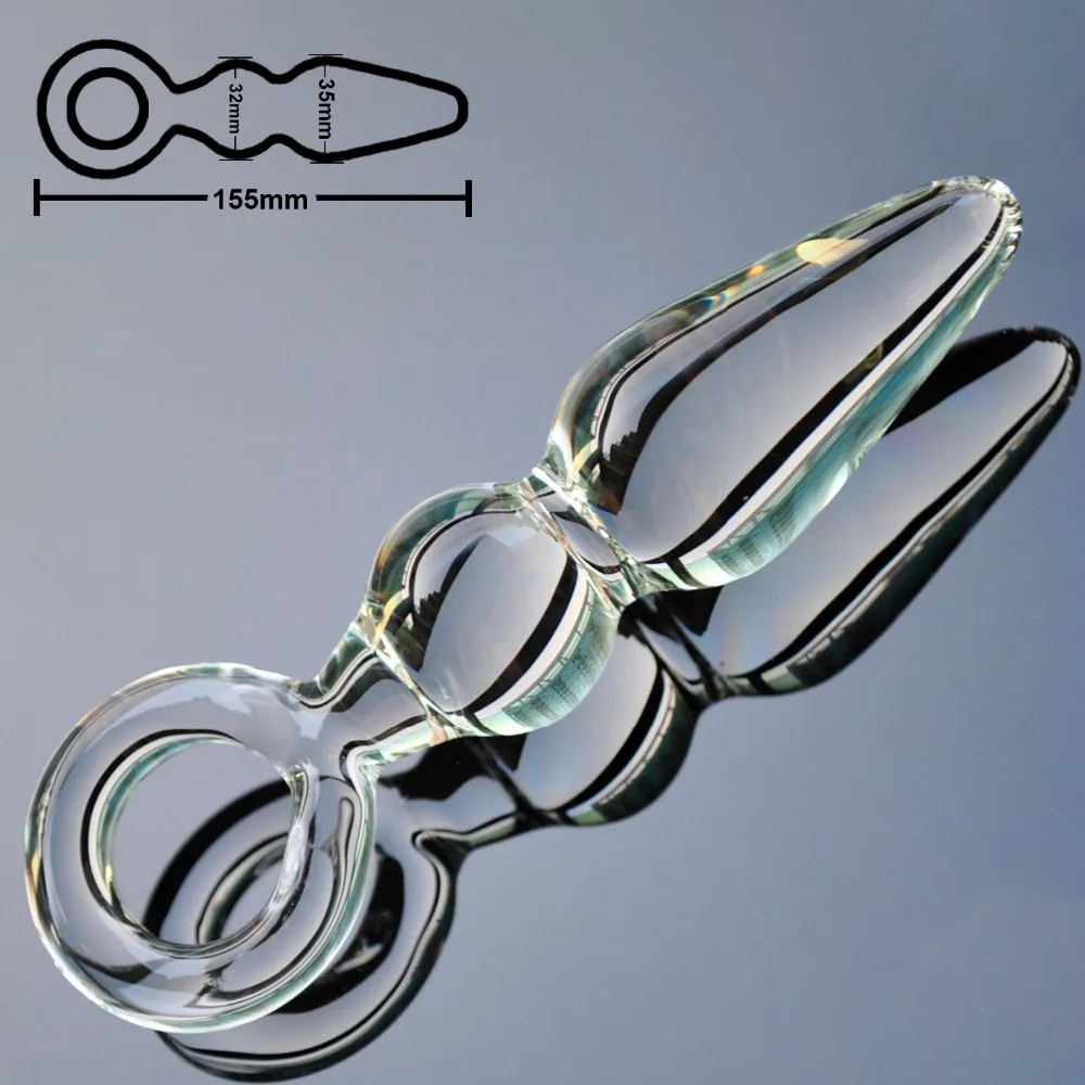 Анальная пробка Sexus Glass с ручкой-кольцом, синяя 912210 - Sexus Glass - Анальные пробки - Купить