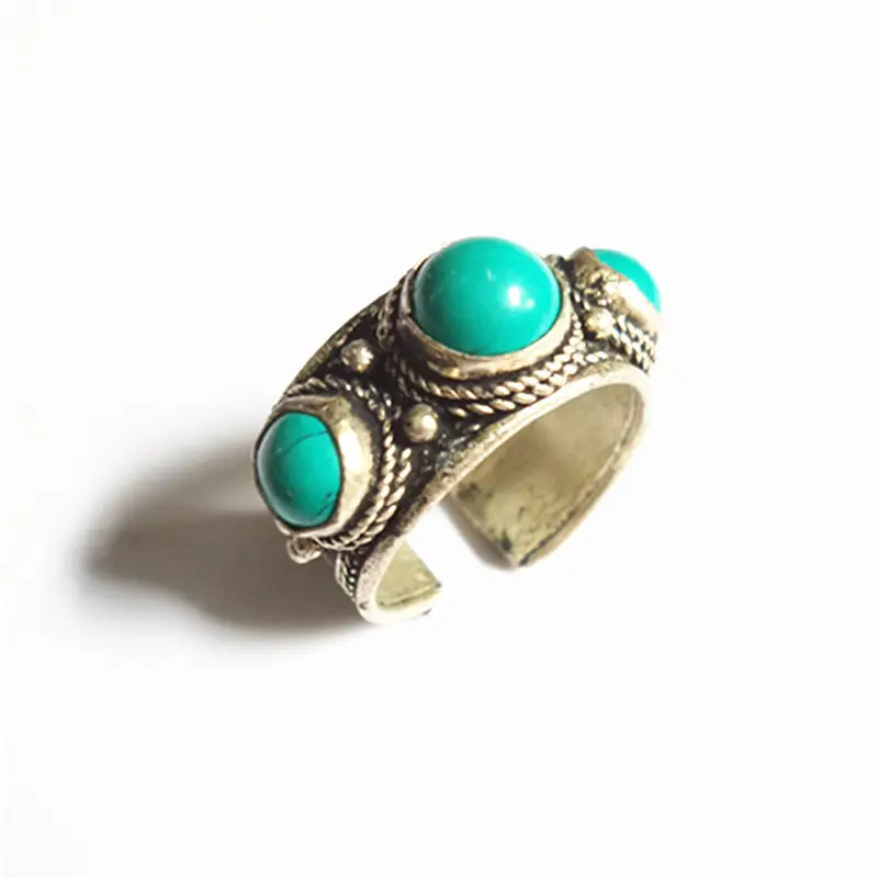 R211 Tibetan Silver inlaid 3 Turquoises Beads Open Rings Wholesage Tibetan Jewelry
R211 Tibetan Silver inlaid 3 Turquoises Beads Open Rings Wholesage Tibetan Jewelry