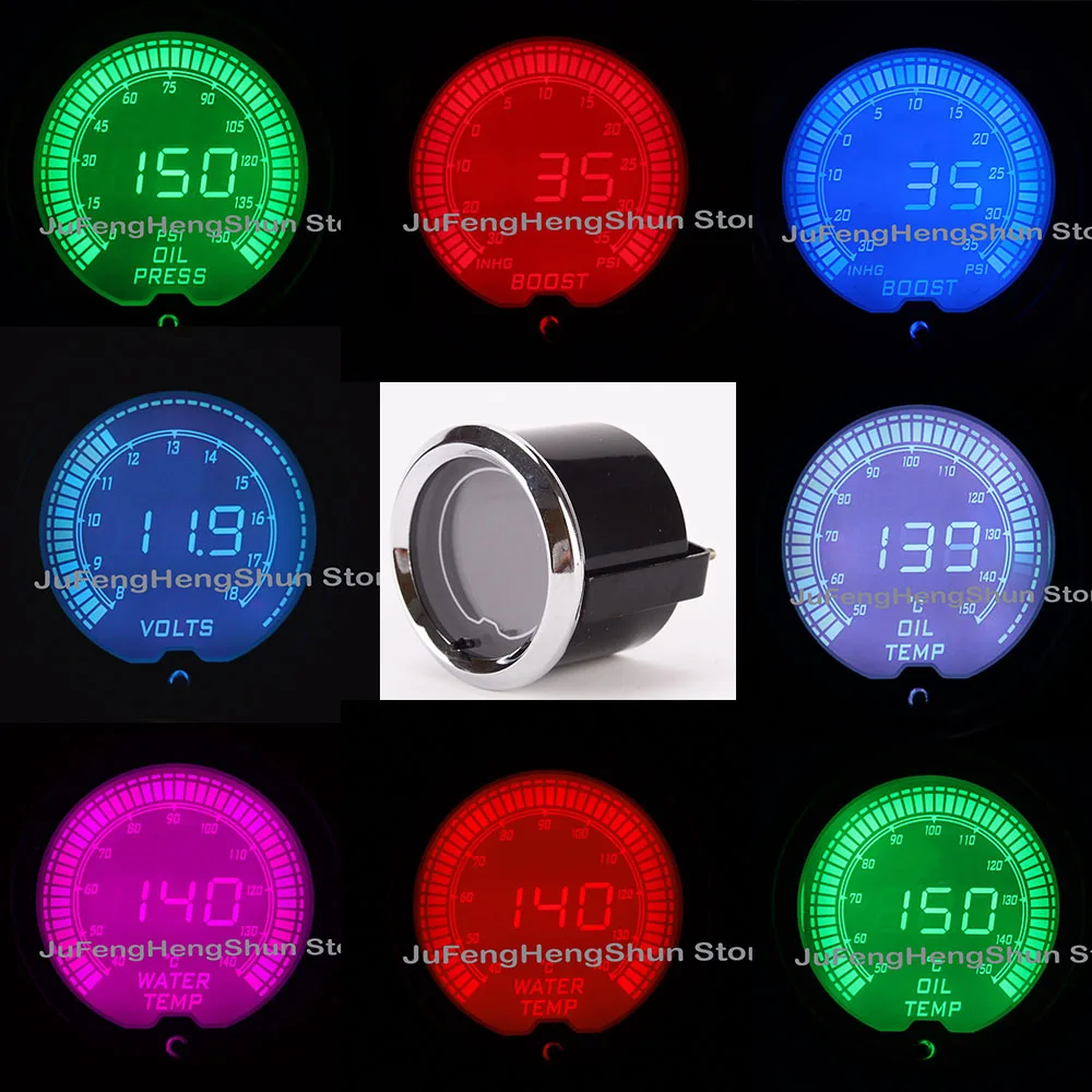 52mm Car Gauge 12V Oil Temperature Water Temp Turbo Boost Volt fuel Pressure Auto Gauges 7 Color Light Digital Meter + Sensor
52mm Car Gauge 12V Oil Temperature Water Temp Turbo Boost Volt fuel Pressure Auto Gauges 7 Color Light Digital Meter + Sensor