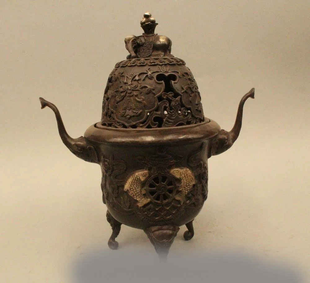 11" Chinese Dynasty Folk Bronze Silver 3 Foot Elephant Statue Incense Burner Cen DSD66
11" Chinese Dynasty Folk Bronze Silver 3 Foot Elephant Statue Incense Burner Cen DSD66