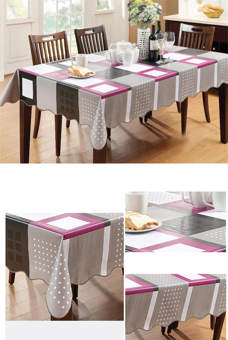 8 Types Simple Plaid Waterproof PVC Plastic Tablecloth For Table Oilproof Fabric Retangle Tea Table Cover Hotel & Home Decor 