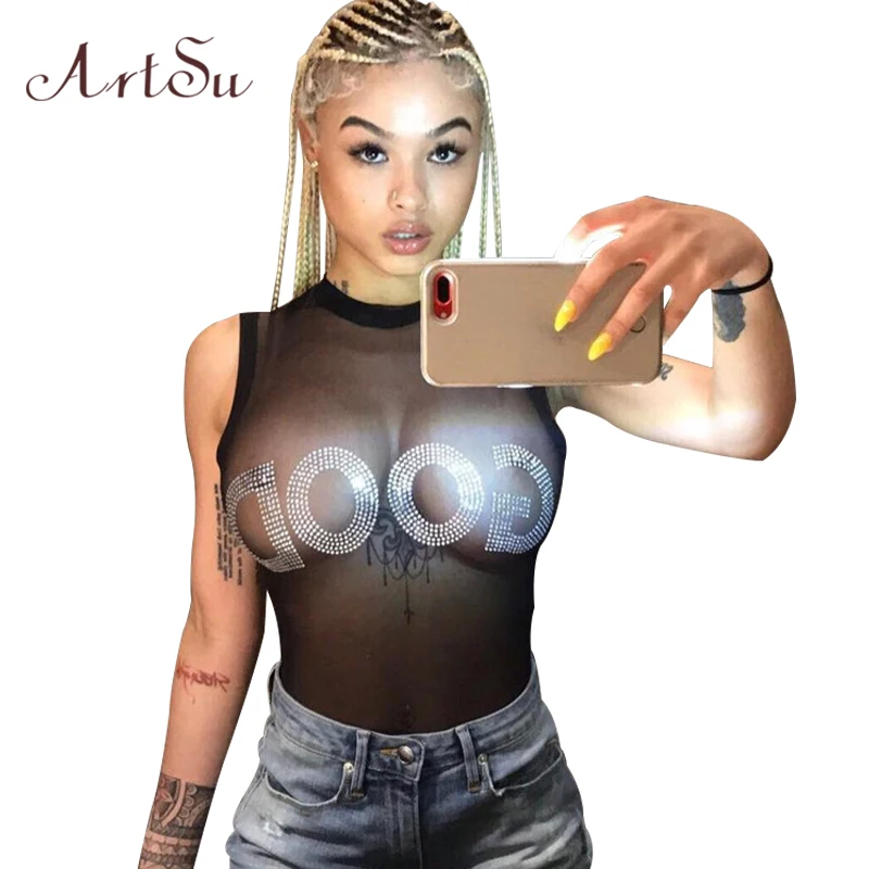 ArtSu Sexy Mesh Transparent Letters Bodysuit Women Body Suit Feminino Jumpsuit Romper Slim Catsuit Party Club Overalls ASJU30107
ArtSu Sexy Mesh Transparent Letters Bodysuit Women Body Suit Feminino Jumpsuit Romper Slim Catsuit Party Club Overalls ASJU30107