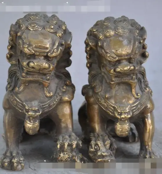 S2409 6"Chinese FengShui Bronze evil Door Guardian Fu Foo Dogs Lion ball statue Pair discount 30% (C0324)
S2409 6"Chinese FengShui Bronze evil Door Guardian Fu Foo Dogs Lion ball statue Pair discount 30% (C0324)