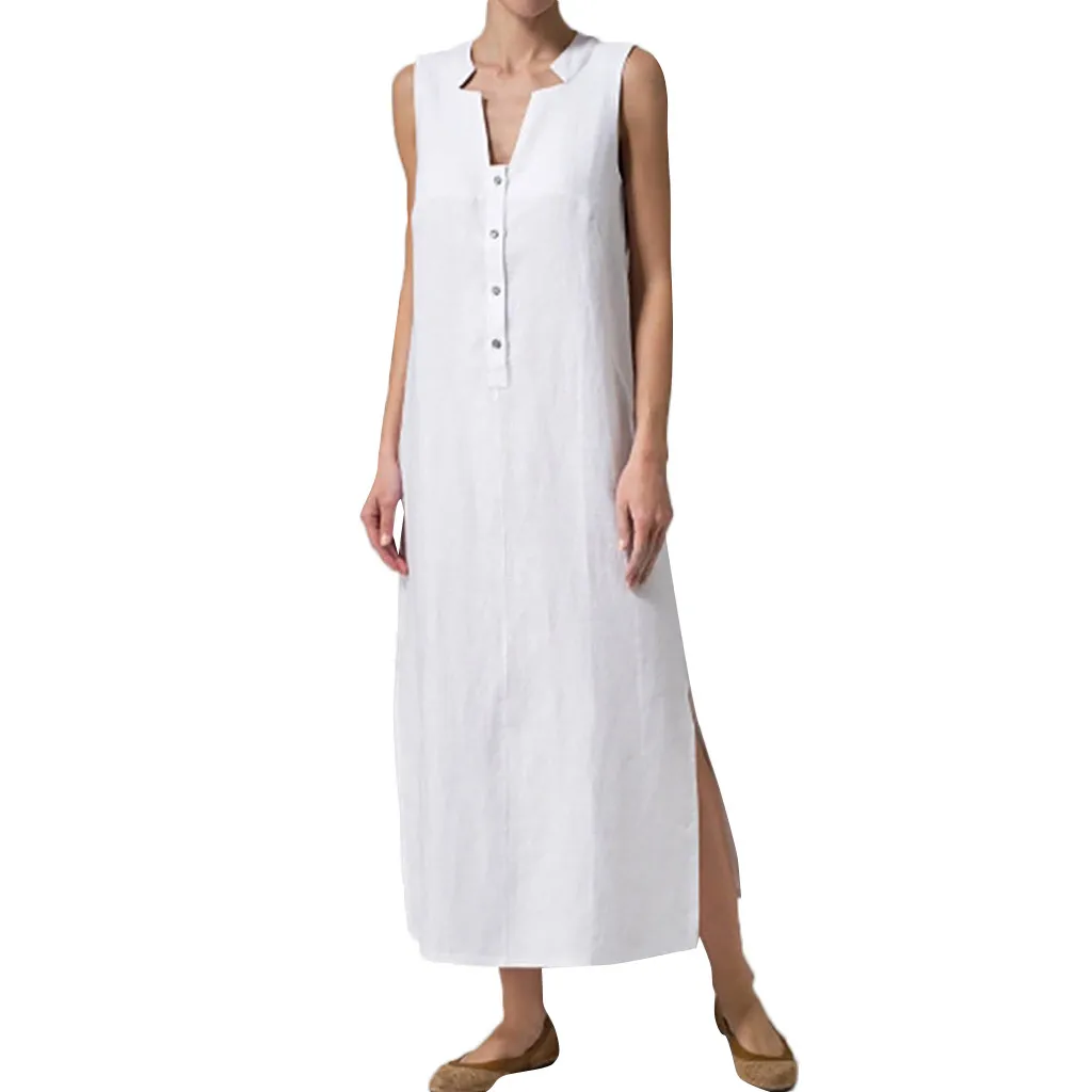 2019 Casual Button V Neck Linen Shirt Midi Dress For Women Sleeveless Ladies Solid Summer Sundress Clothes Vestidos Elegantes 2#
2019 Casual Button V Neck Linen Shirt Midi Dress For Women Sleeveless Ladies Solid Summer Sundress Clothes Vestidos Elegantes 2#
