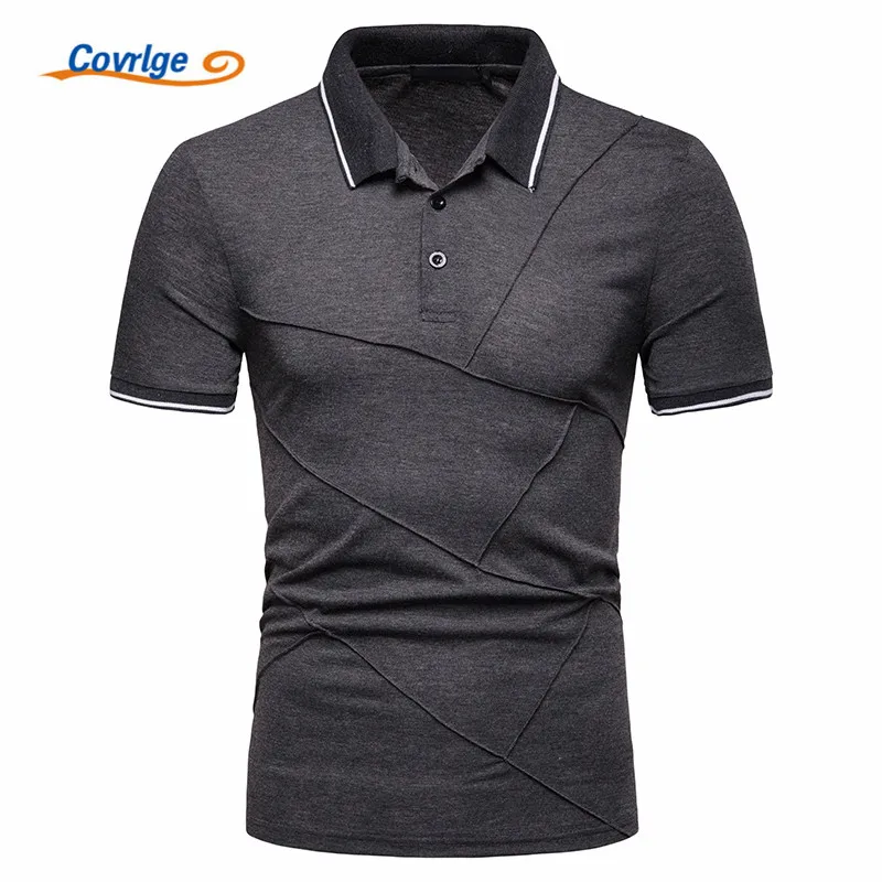 

Covrlge Stand Collar Polo Shirt Business British Style Men Short Sleeve Casual Men Shirts Slim Fit shirt Homme Mens Polos MTP105