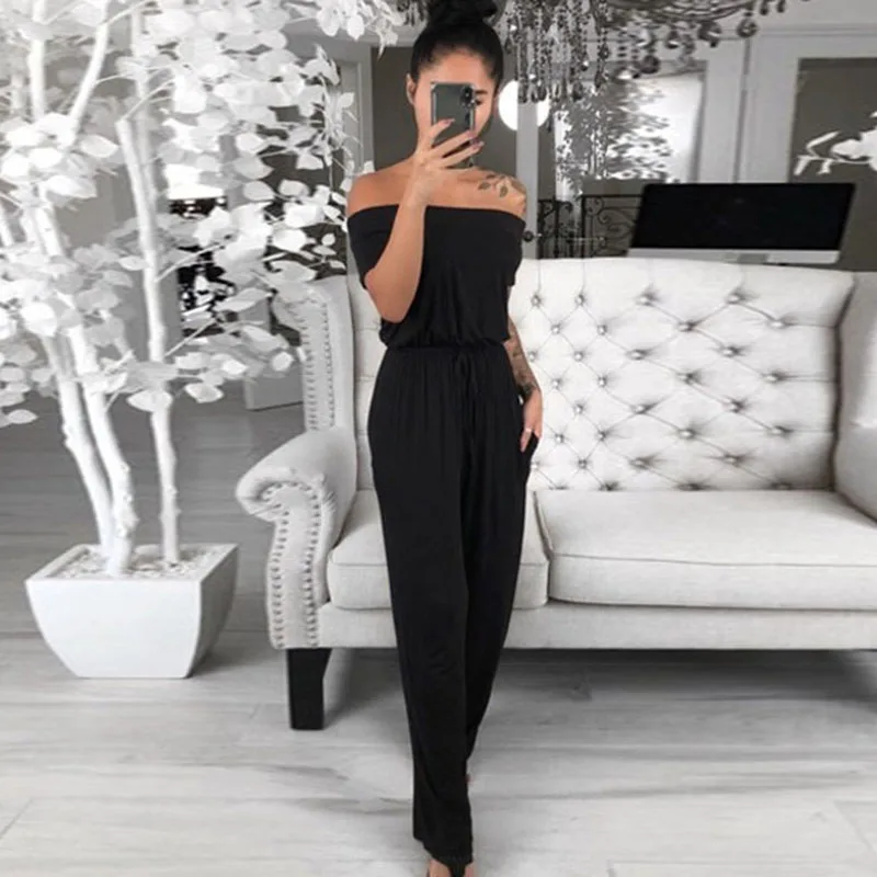 Summer Women Jumpsuit Solid Color Off Shoulder High Waist Tied Bandage Side Pockets Slim Romper Streetwear Overalls For Women
Summer Women Jumpsuit Solid Color Off Shoulder High Waist Tied Bandage Side Pockets Slim Romper Streetwear Overalls For Women
