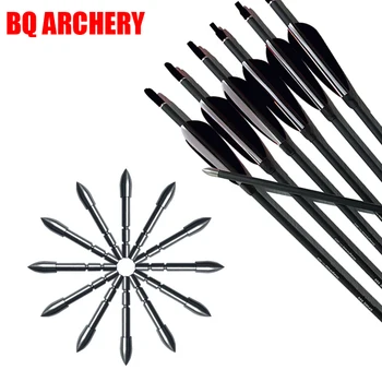 Linkboy Archery 12Pcs ID4.2mm Sp800 30'' Carbon Arrows 3" Turkey Feather Pin Nocks 80gr Target Point Tips Recurve Bow Hunting
