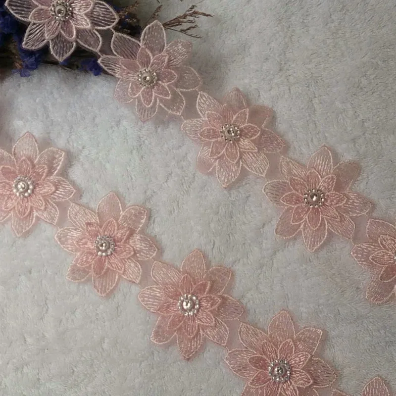 1 yard Polyester Pink 3D Flowers Embroidered African Lace Trim Ribbon Fabric Handmade Sewing Craft For Costume Hat Decoration
1 yard Polyester Pink 3D Flowers Embroidered African Lace Trim Ribbon Fabric Handmade Sewing Craft For Costume Hat Decoration