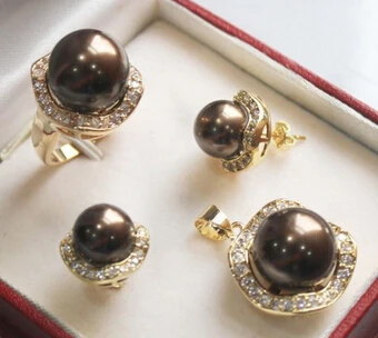 Jewelry 001051 Rare 10mm &14mm Chocolate South Sea Shell Pearl Earrings Ring Pendant Jewel Set
Jewelry 001051 Rare 10mm &14mm Chocolate South Sea Shell Pearl Earrings Ring Pendant Jewel Set