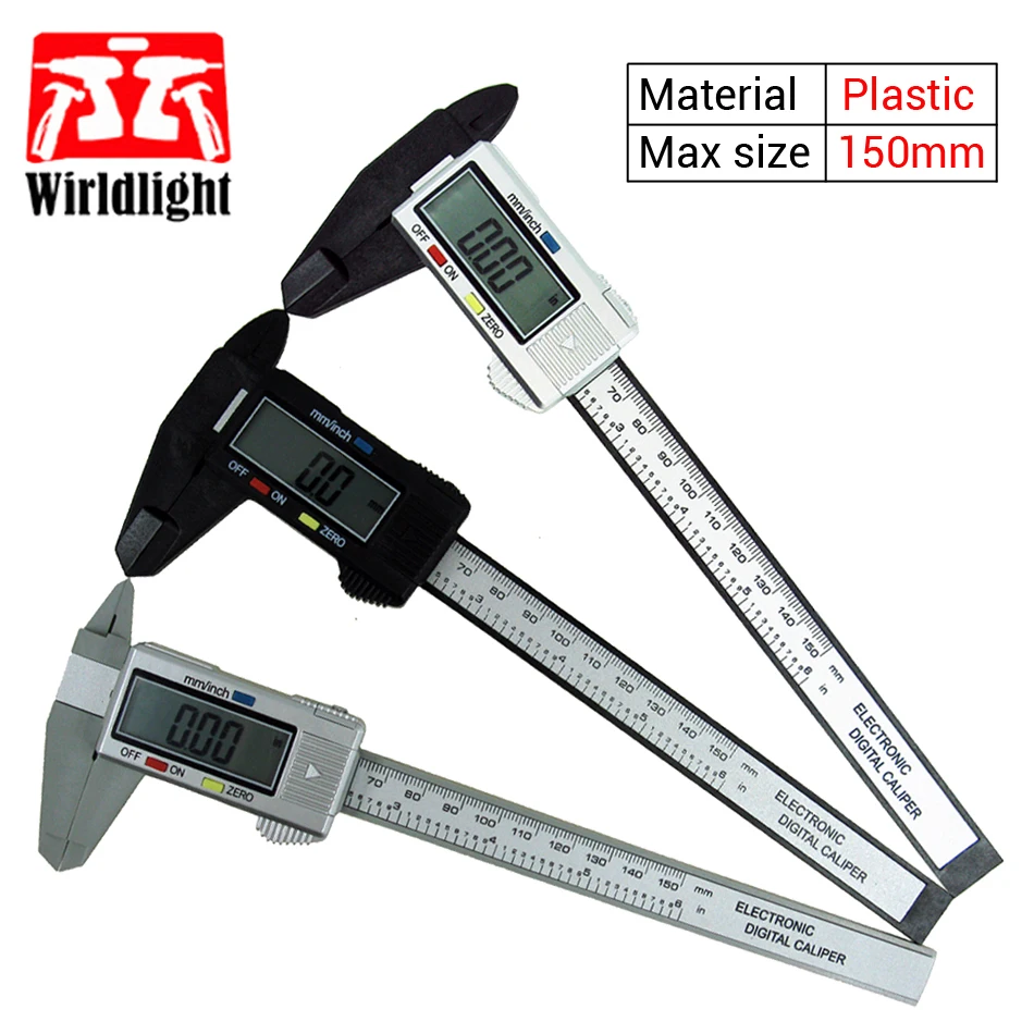 6inch 150mm Digital Vernier Caliper Plastic 6inch Micrometer Carbon Fiber Calibre Digital Calipers Without Battery WIRLDLIGHT
6inch 150mm Digital Vernier Caliper Plastic 6inch Micrometer Carbon Fiber Calibre Digital Calipers Without Battery WIRLDLIGHT
