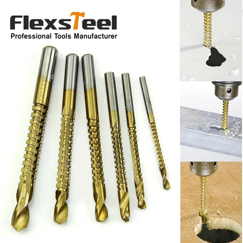 6 Pieces/Set Titanium Coated HSS Saw Drills Bit Set 3/4/5/6/6.5/8MM Woodworking Wood Metal Plastic Cutting Hole Saw Holesaw
6 Pieces/Set Titanium Coated HSS Saw Drills Bit Set 3/4/5/6/6.5/8MM Woodworking Wood Metal Plastic Cutting Hole Saw Holesaw