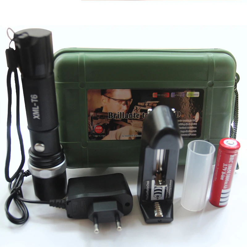 XM-L T6 LED Aluminum Waterproof 5Mode Zoom Flashlight Torch Light With 18650 Rechargeable Battery Charger
XM-L T6 LED Aluminum Waterproof 5Mode Zoom Flashlight Torch Light With 18650 Rechargeable Battery Charger
