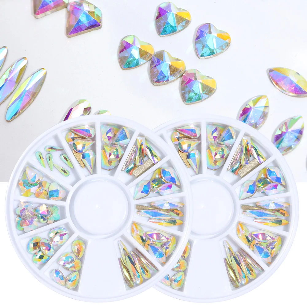 60pcs/Wheel Diamond Star Heart Rectangle Nail Art Decoration Glitter Crystal Rainbow AB Stones Wheel Mixed Shape Manicure LA694
60pcs/Wheel Diamond Star Heart Rectangle Nail Art Decoration Glitter Crystal Rainbow AB Stones Wheel Mixed Shape Manicure LA694
