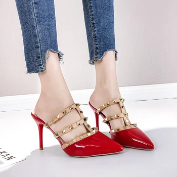 Fashion Design Mules Shoes Women Heel Slippers Ladies Strap Rivet Slides Sexy Pointed Toe Summer Dress Slipper Mixed Colors
Fashion Design Mules Shoes Women Heel Slippers Ladies Strap Rivet Slides Sexy Pointed Toe Summer Dress Slipper Mixed Colors