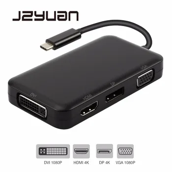 JZYuan USB-C Type C 3.1 Hub Male to DisplayPort DP 4K HDMI 4K DVI 1080P VGA 1080P Splitter Hub Adapter for Macbook USB C Hub
JZYuan USB-C Type C 3.1 Hub Male to DisplayPort DP 4K HDMI 4K DVI 1080P VGA 1080P Splitter Hub Adapter for Macbook USB C Hub