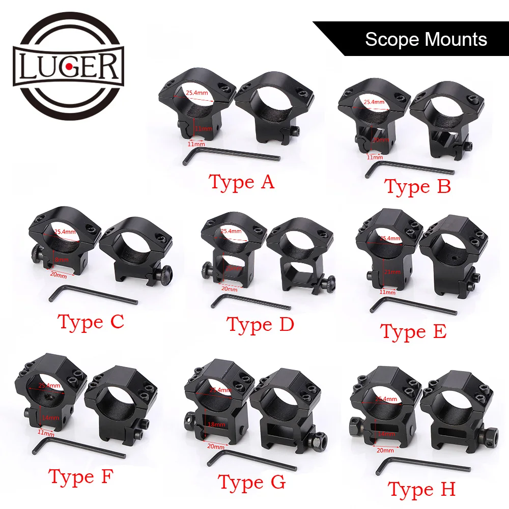 LUGER 1Pair 25.4mm Riflescope Mounts Ring Weaver 11mm / 20mm Rail Adapt High/Low Profile Air Rifle Hunting Accessories Mount
LUGER 1Pair 25.4mm Riflescope Mounts Ring Weaver 11mm / 20mm Rail Adapt High/Low Profile Air Rifle Hunting Accessories Mount
