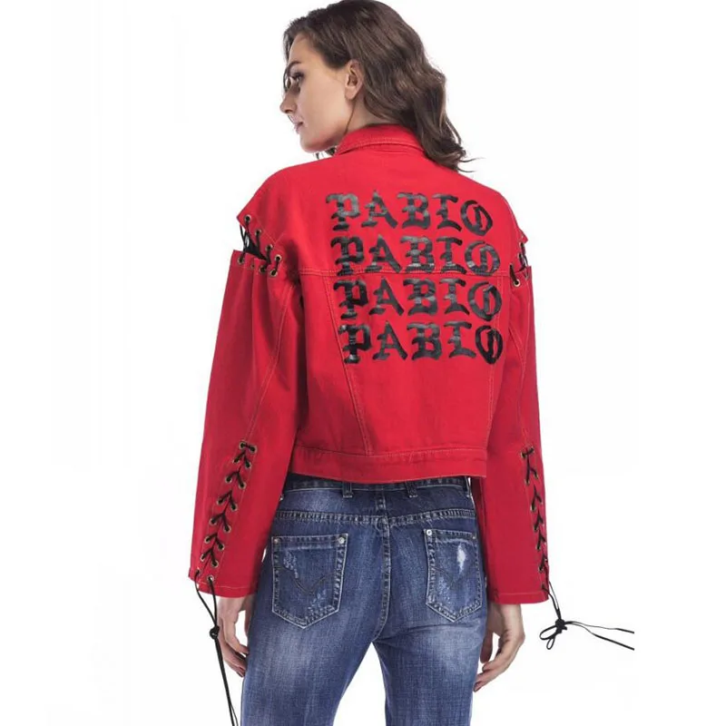 Casual Red Denim Jacket For Women Patch Designs Letter Printed Coats Long Sleeve Jean Jacket cazadora vaquera mujer Coat Female
Casual Red Denim Jacket For Women Patch Designs Letter Printed Coats Long Sleeve Jean Jacket cazadora vaquera mujer Coat Female