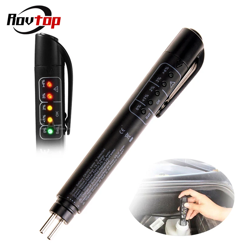Rovtop Universal Car Brake Fluid Tester Moisture LED Water Compact Tool Test Indicator Pen Car Brake Liquid Digital Tester 2PCS
Rovtop Universal Car Brake Fluid Tester Moisture LED Water Compact Tool Test Indicator Pen Car Brake Liquid Digital Tester 2PCS