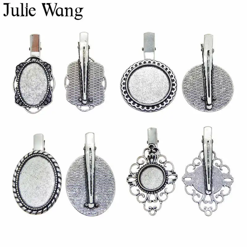 Julie Wang Retro Metal Cabochon Base Alloy Antique Silver Hair Clip Blank Setting Base With Glass Cabochon DIY Jewelry Making
Julie Wang Retro Metal Cabochon Base Alloy Antique Silver Hair Clip Blank Setting Base With Glass Cabochon DIY Jewelry Making