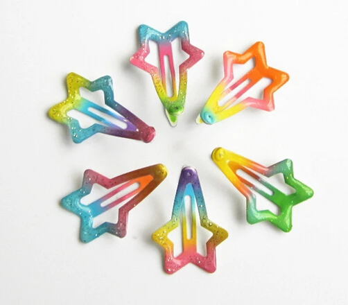 6pcs/lot kids Rainbow color Hair Snap Clip Kids stars headwear Five-pointed stars Hairpins hair Accessories
6pcs/lot kids Rainbow color Hair Snap Clip Kids stars headwear Five-pointed stars Hairpins hair Accessories