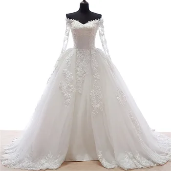 Vintage Lace Appliques Prom Gown Long Sleeves Off the Shoulder Ball Gown Women Wedding Party Dress Vestido De Noiva
Vintage Lace Appliques Prom Gown Long Sleeves Off the Shoulder Ball Gown Women Wedding Party Dress Vestido De Noiva