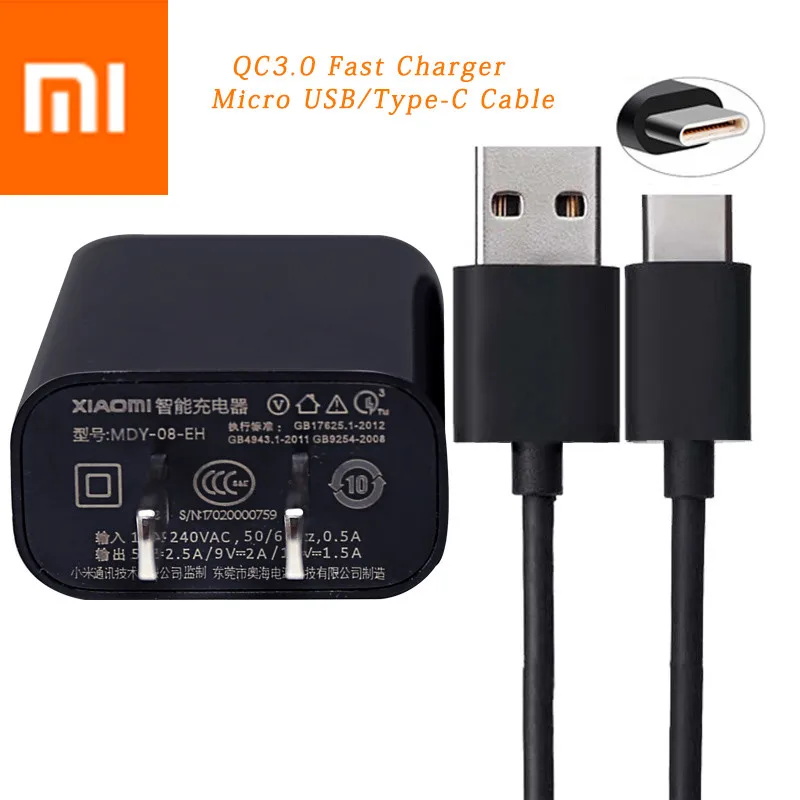 Original QC3.0 XIAOMI Fast Charger Adapter Micro USB/Type C Data Line For Mi A1 5 5X 6 6X 8 SE MIX 2 2S MAX 3 Redmi Note 4X 6A
Original QC3.0 XIAOMI Fast Charger Adapter Micro USB/Type C Data Line For Mi A1 5 5X 6 6X 8 SE MIX 2 2S MAX 3 Redmi Note 4X 6A