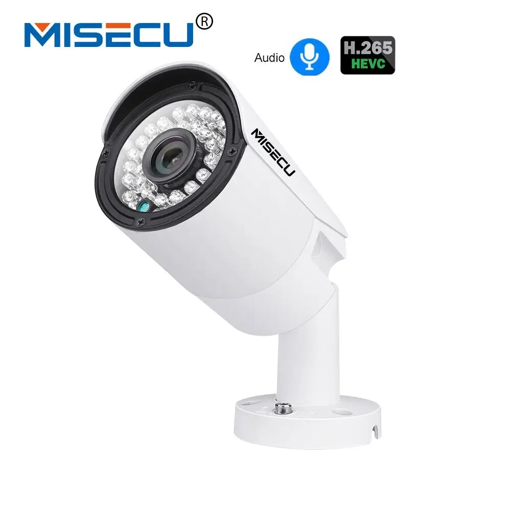 MISECU H.265 2.0MP аудио POE IP Камера Ночное видение Водонепроницаемый IP66 ONVIF обнаружения