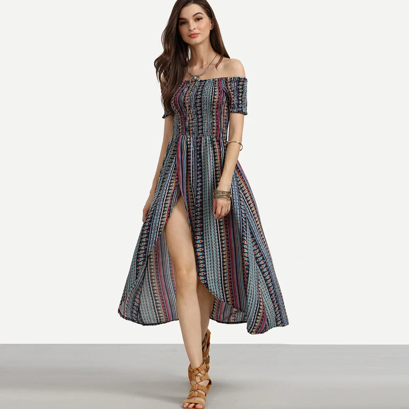 2019 women's bohemian printing dress multicolor strip print high split sexy long dress slash neck boho holiday dresses vestidos
2019 women's bohemian printing dress multicolor strip print high split sexy long dress slash neck boho holiday dresses vestidos