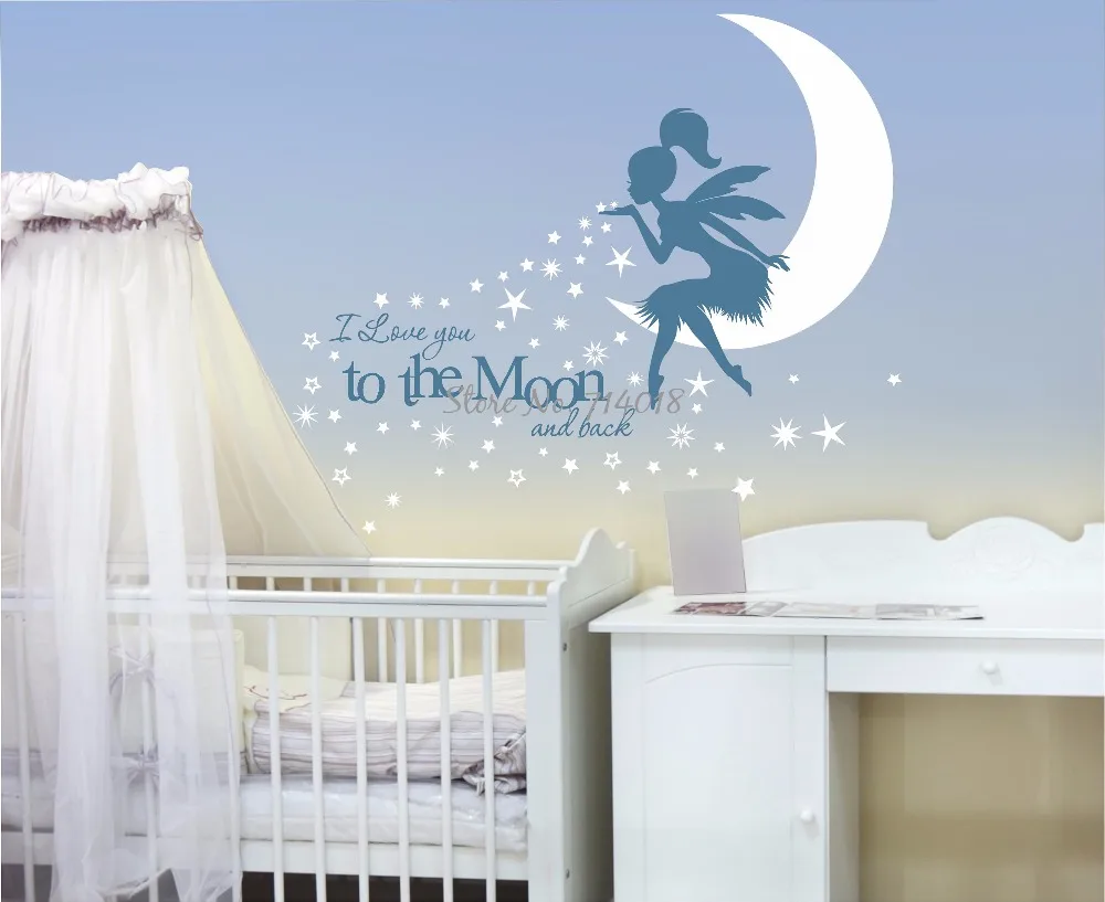I Love You to the Moon Nursery Wall Art Fairy, Pixiedust Fairy Wall Decal, Kids Room Vinyl Stickers Murals Adhesives Decor A940
I Love You to the Moon Nursery Wall Art Fairy, Pixiedust Fairy Wall Decal, Kids Room Vinyl Stickers Murals Adhesives Decor A940