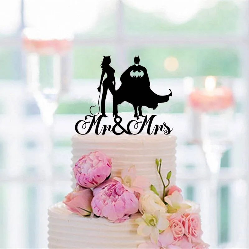 Batman and hunter girl wedding cake topper Mr and Mrs Cake Toppers Mirror Gold, Black Acrylic Cake Accesory Decorating
Batman and hunter girl wedding cake topper Mr and Mrs Cake Toppers Mirror Gold, Black Acrylic Cake Accesory Decorating
