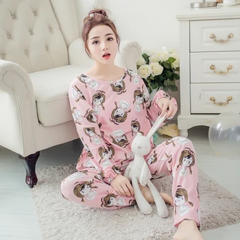 

New Listing Hot Sale Autumn Pyjamas Women Carton Cute Pijama Pattern Pajamas Set Thin Pijama Mujer Sleepwear Pajama Wholesale