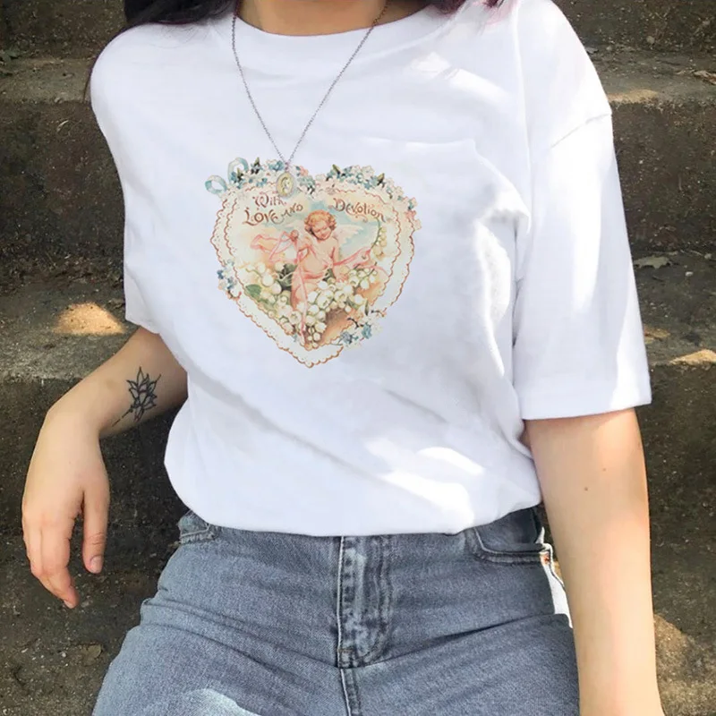Summer Angel Printed T-Shirts Black White Women Harajuku Shirts Street Style Girls Printed T-Shirts Oversized Summer Top
Summer Angel Printed T-Shirts Black White Women Harajuku Shirts Street Style Girls Printed T-Shirts Oversized Summer Top