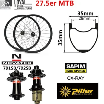 

27.5er MTB Carbon Wheel 35mm Width 35mm Depth Tubeless Ready XC / AM Rim for 650B Mountain Bike Wheelset Novatec Hub QR or Boost
