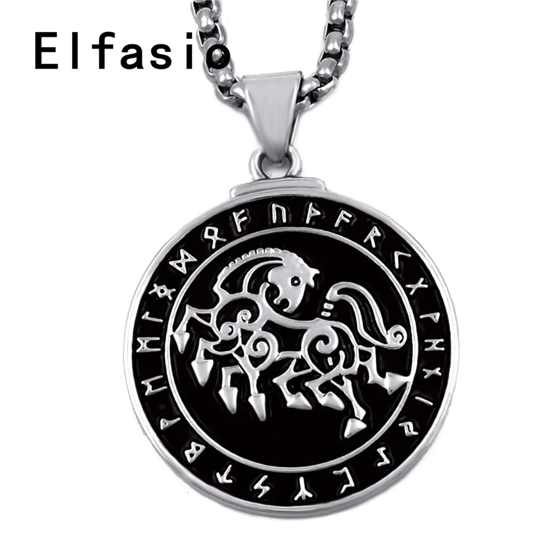 

Viking Horse Rune Warrior ODIN'S Sleipnir Runic Norse Amulet Mens Boys Pewter Pendant with Stainless Steel Chain Wholesale P324