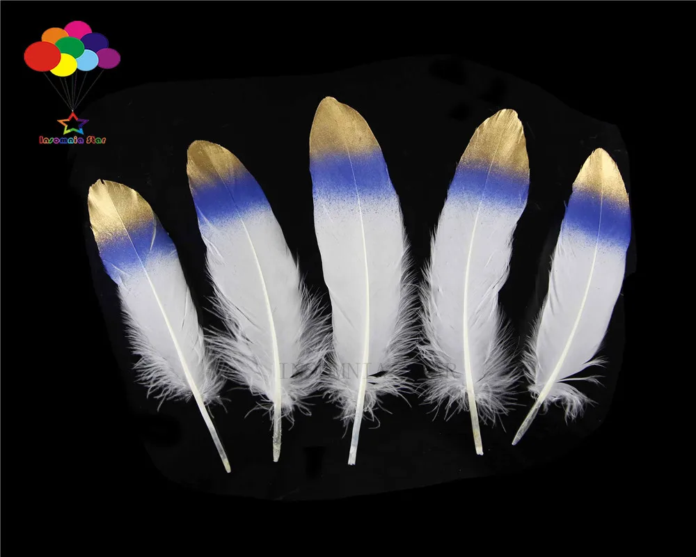 10pcs 100% natural premium goose feather 20-25cm/8-10in white sapphire tail gold tip beautiful for Diy costume mask headdress
10pcs 100% natural premium goose feather 20-25cm/8-10in white sapphire tail gold tip beautiful for Diy costume mask headdress