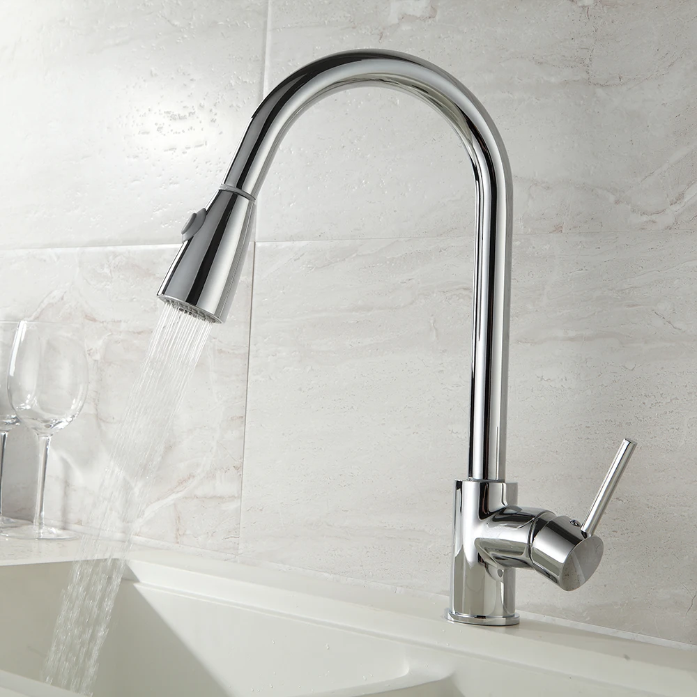 360 Degree Swivel Pull Out Kitchen Faucet Chrome Solid Brass One Handle Mixer Sink Tap Hot and Cold Water Torneira 2 Functions
360 Degree Swivel Pull Out Kitchen Faucet Chrome Solid Brass One Handle Mixer Sink Tap Hot and Cold Water Torneira 2 Functions