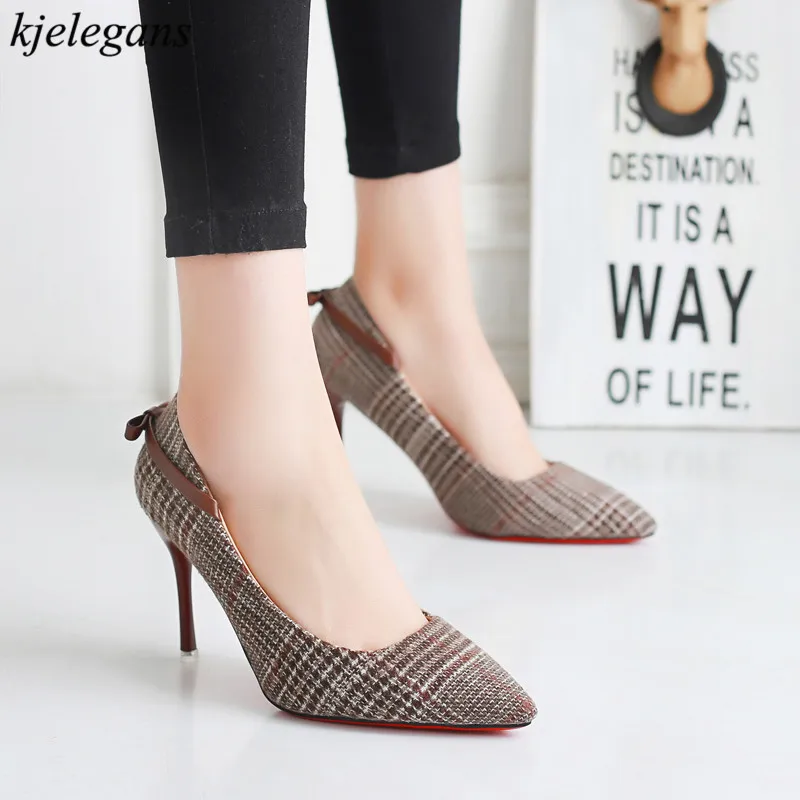 Kjelegans 2019 Gingham Pointed Toe super High heels elegant woman shallow pumps red bottom ladies office shoes zapatos de mujer
Kjelegans 2019 Gingham Pointed Toe super High heels elegant woman shallow pumps red bottom ladies office shoes zapatos de mujer
