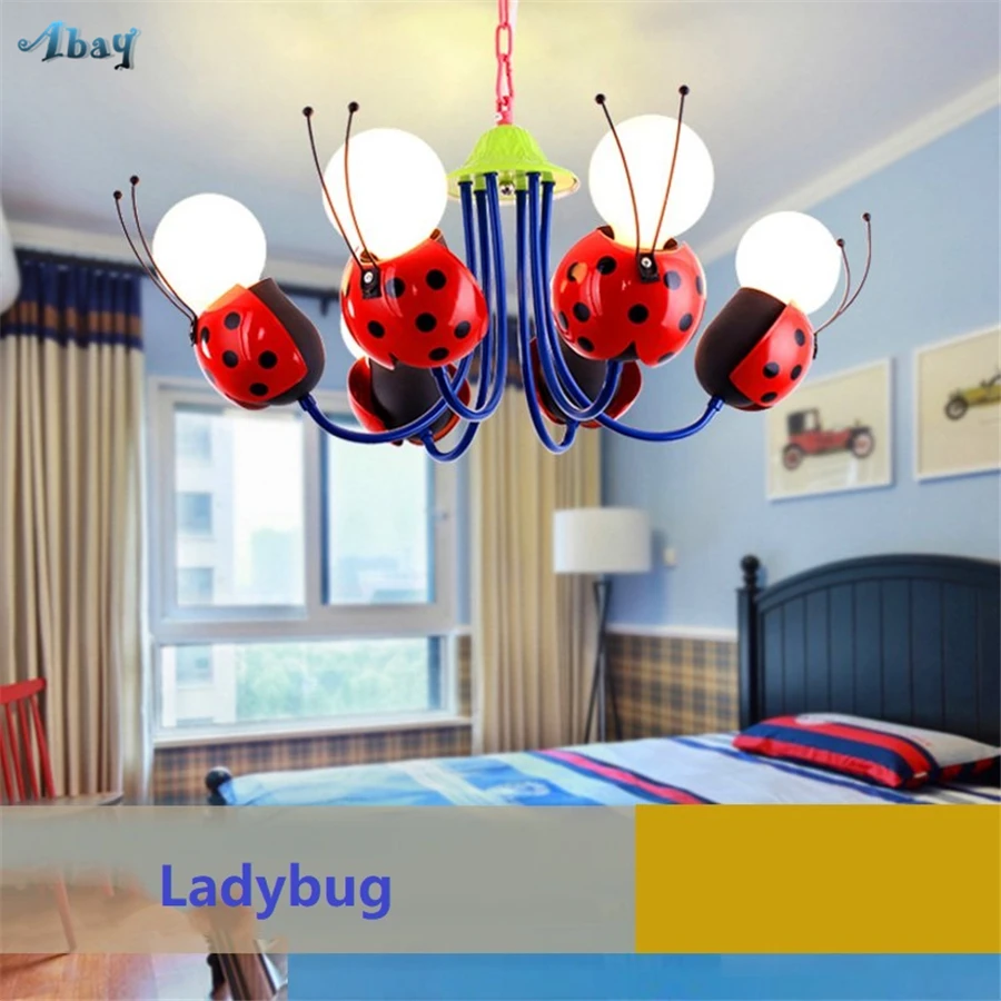 Creative Lovely Ladybug Iron led Ceiling Lights for Bedroom Study Children's Room Lighting Fixtures kindergarten ceiling lamp |