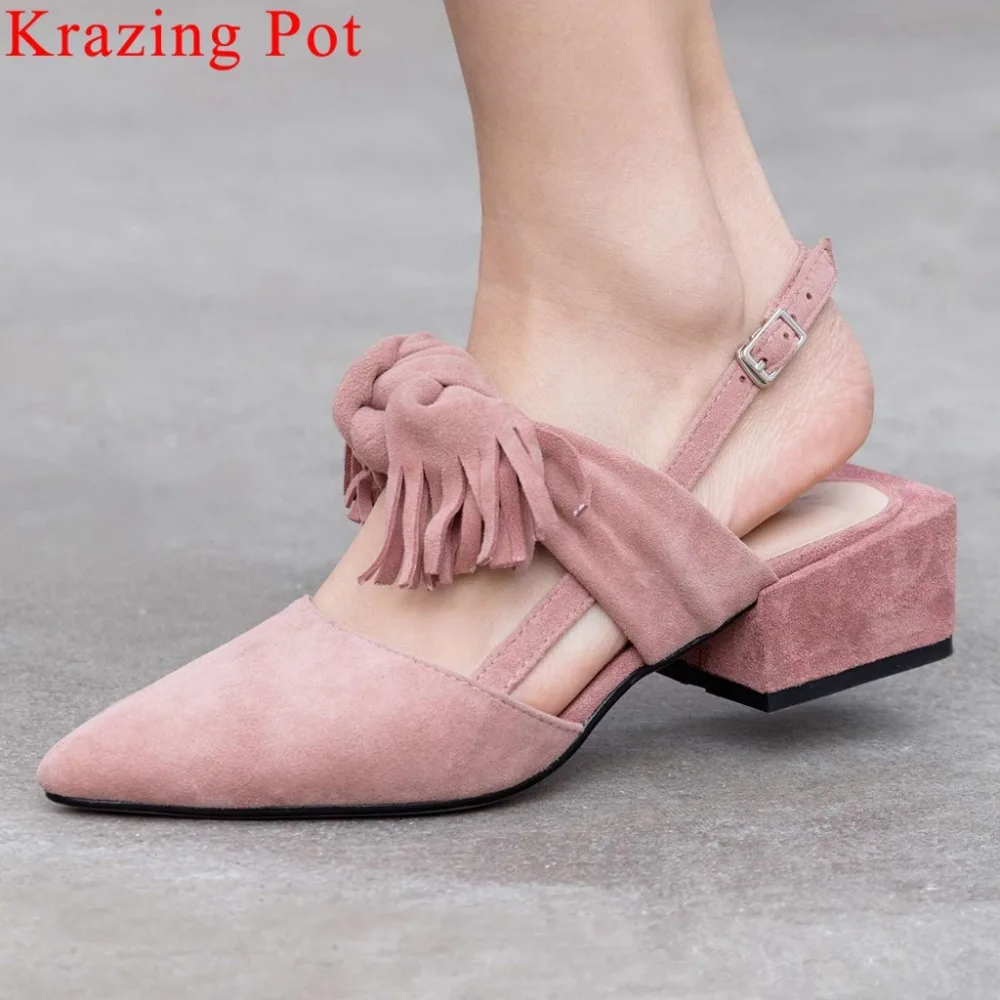 Krazing Pot new kid suede concise princess style slingback women sandals pointed toe buckle strap sweety girls fairy shoes L26
Krazing Pot new kid suede concise princess style slingback women sandals pointed toe buckle strap sweety girls fairy shoes L26