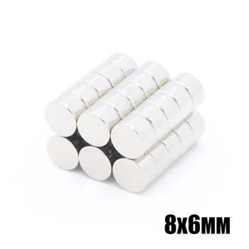 

200pcs 8X6 mm Neodymium N35 Dia 8mm X 6mm Strong Magnets Tiny Disc NdFeB Rare Earth For Crafts Models Fridge Sticking Free