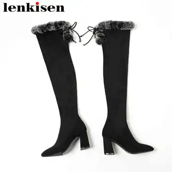 Lenkisen stretch fabric rabbit fur bowtie pointed toe high heels queen stlyle design woman winter basic over-the-knee boots L02
Lenkisen stretch fabric rabbit fur bowtie pointed toe high heels queen stlyle design woman winter basic over-the-knee boots L02